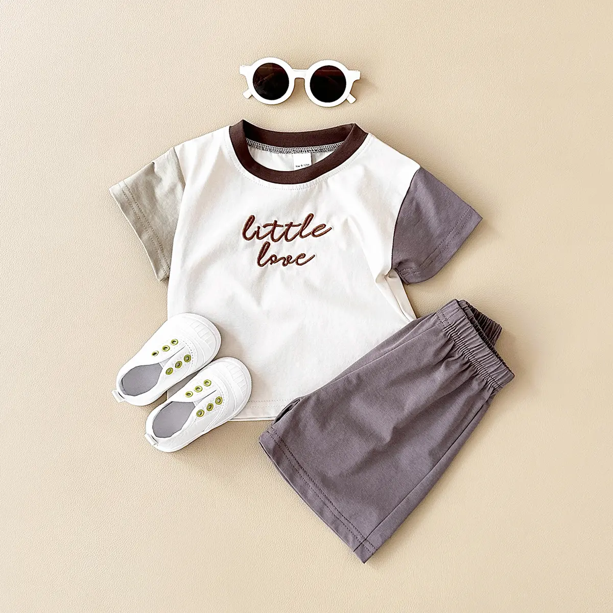 2025 Hot selling Baby Girl Clothes Set Embroidery Letters Splicing Color Casual T-shirt+Shorts Newborn Summer Boys Suit 2Pcs/Set