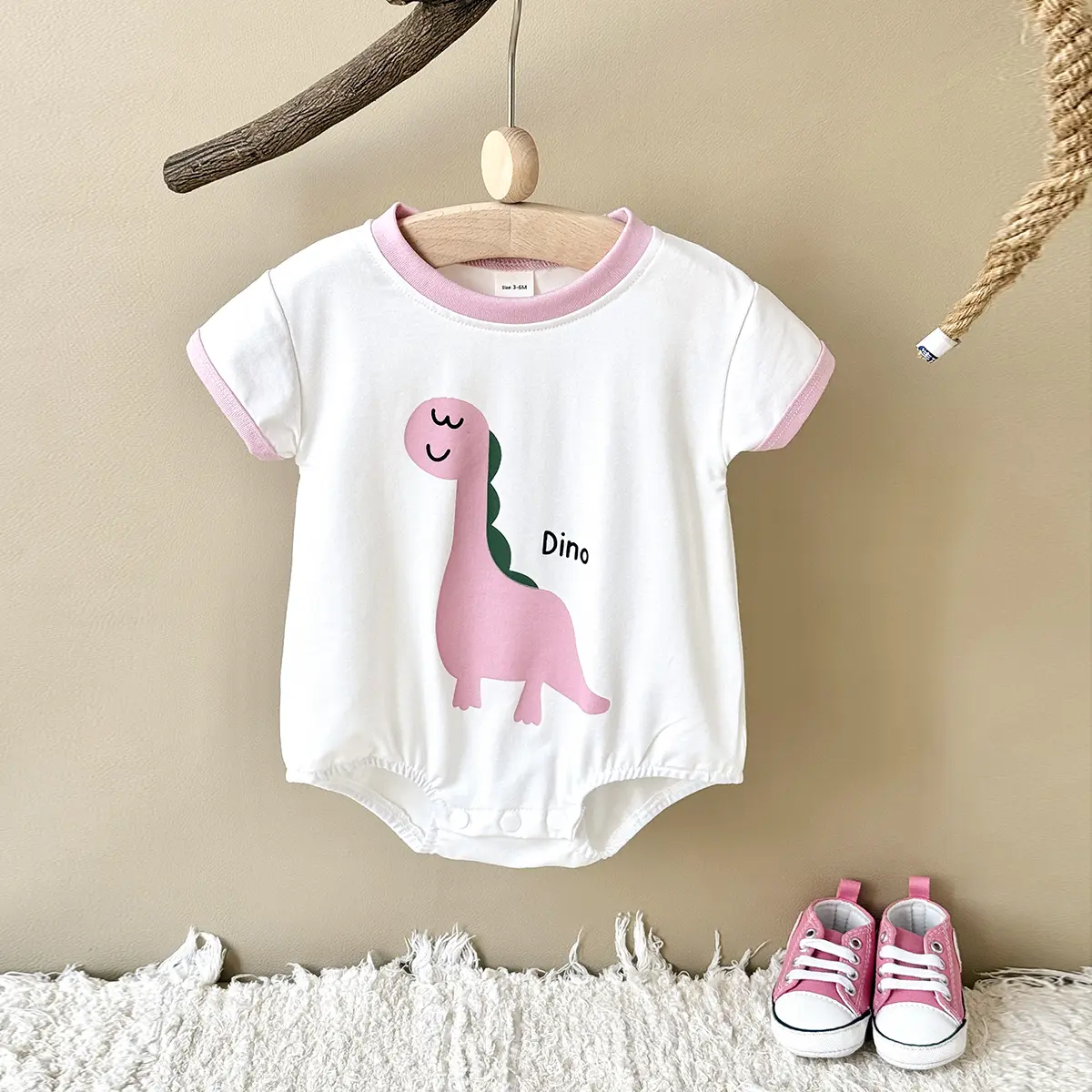 Summer New Baby Bodysuit Newborn Clothing Boys Girls Triangle Romper Cute Dinosaur Print Short Sleeve Infant 0-18M
