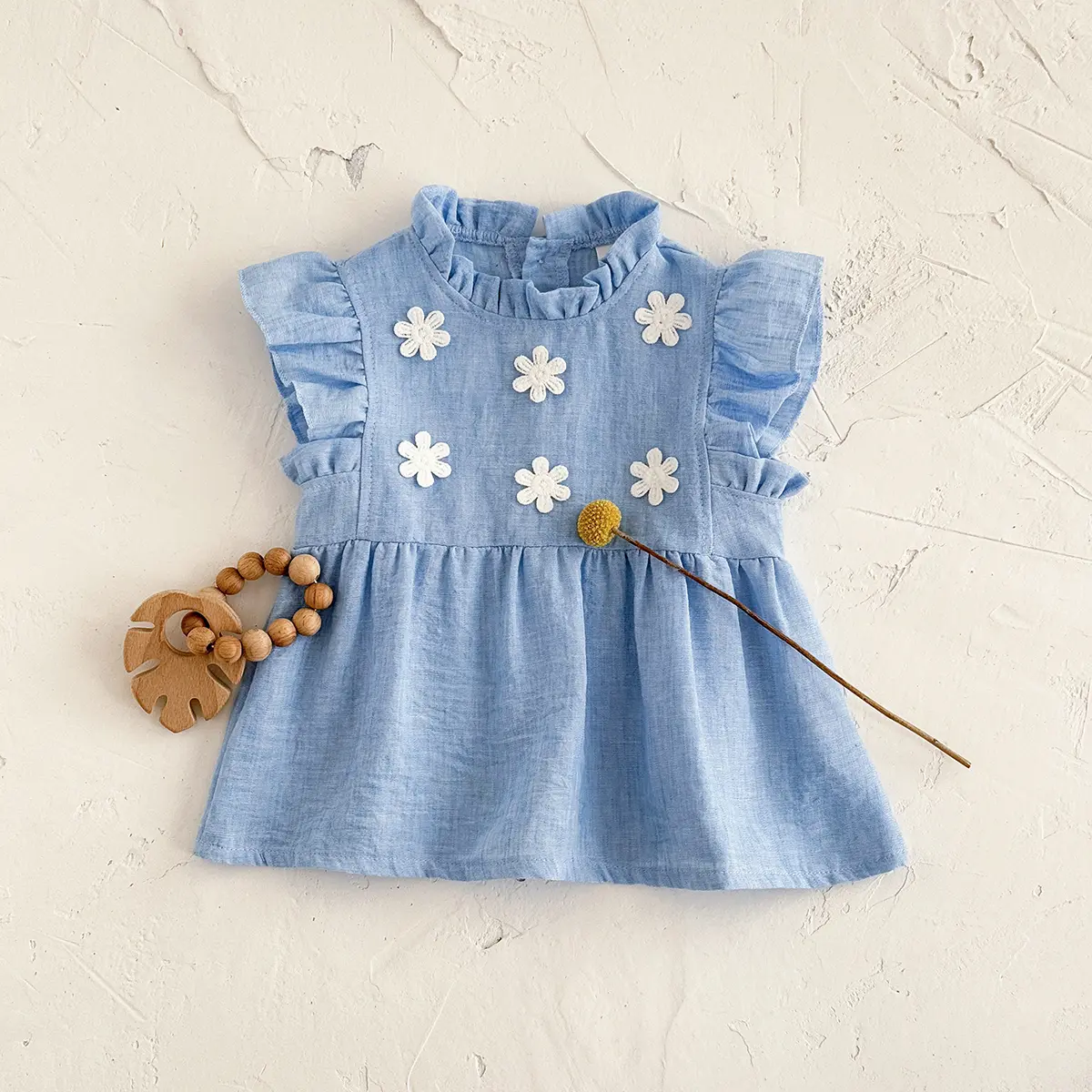 Korea New Hot Selling Baby Girls Clothing Infants Young Children's Summer Sweet White Floral Princess Dress Toddler Dress