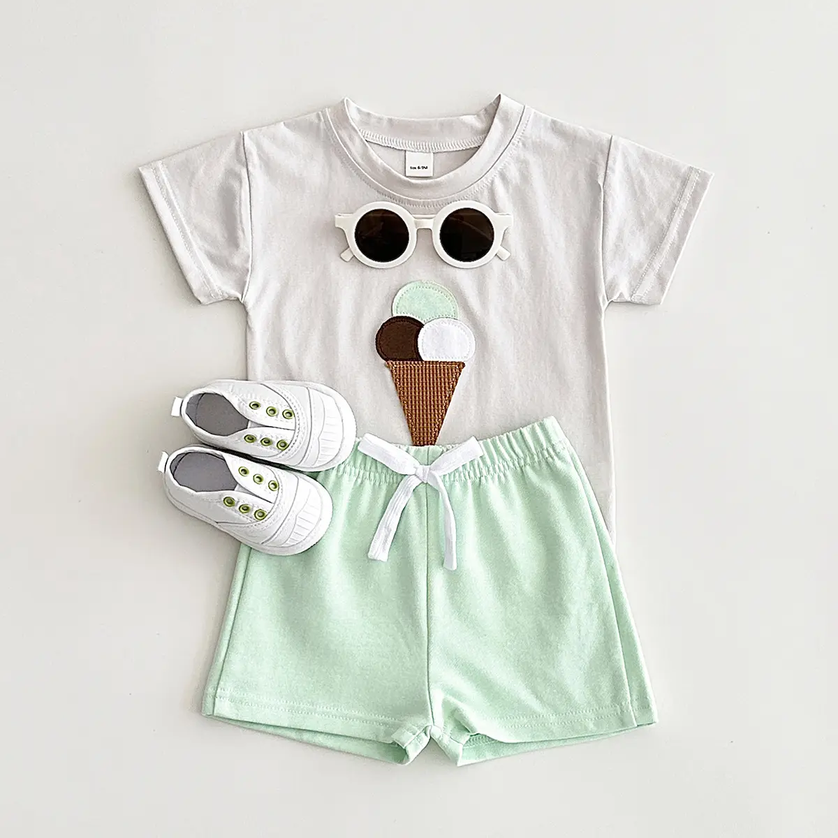 2PCS Newborn Baby ﻿Boys Clothes Ice Cream Print T-shirt+Shorts Infant Toddler Outfit Boy Girl Suit Summer Children Clothing