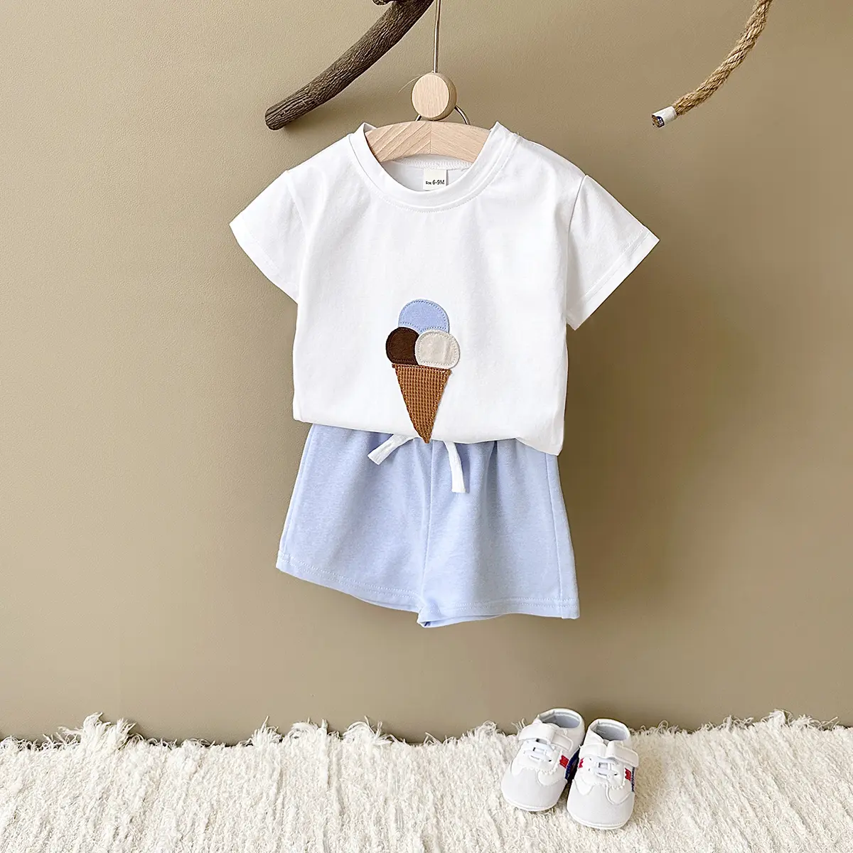 2PCS Newborn Baby ﻿Boys Clothes Ice Cream Print T-shirt+Shorts Infant Toddler Outfit Boy Girl Suit Summer Children Clothing