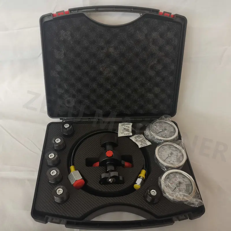 7 IN 1 Hydraulic Nitrogen Accumulator Charging System Pressure Gauge Test Kit