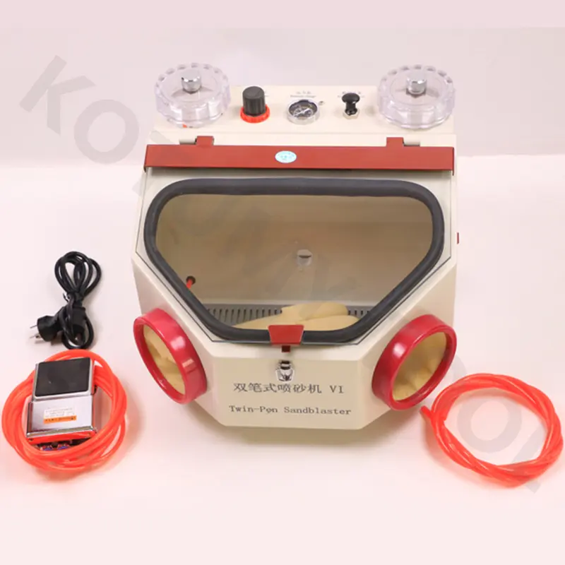 Dental Lab Equipment Double Pen Sandblasting Box Blasting Unit Dental Twin-pen Sandblaster Sandblasting Machine