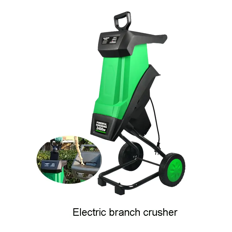 220V 2400W High-Power Electric Shredder Leaf Branch Shredder Garden Tool Wood Crusher