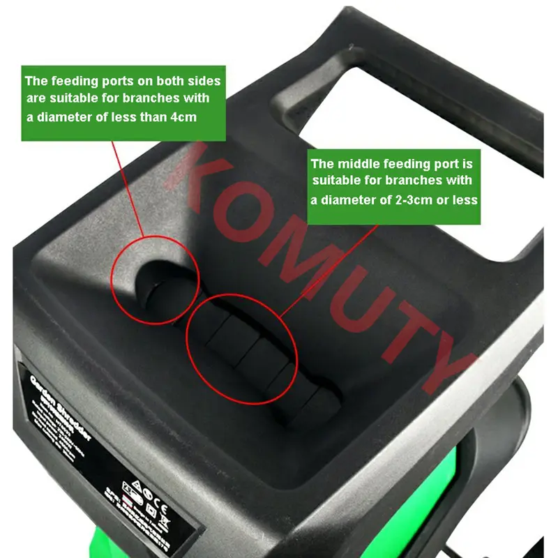 220V 2400W High-Power Electric Shredder Leaf Branch Shredder Garden Tool Wood Crusher