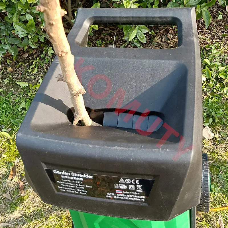 220V 2400W High-Power Electric Shredder Leaf Branch Shredder Garden Tool Wood Crusher