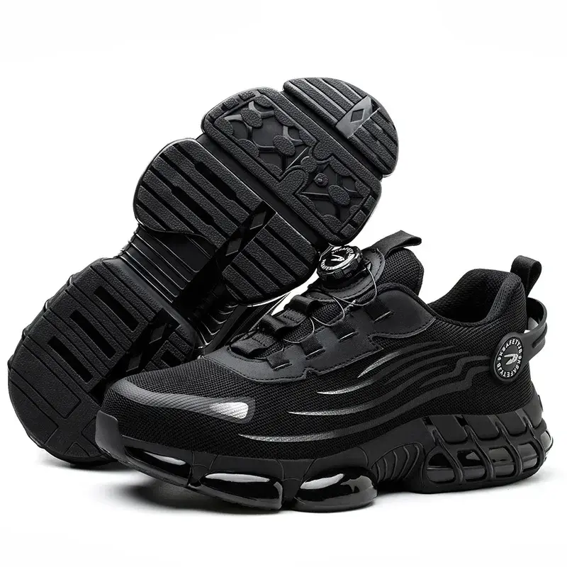 Rotary Button Safety Shoes Men Steel Toe Sneakers Puncture Proof Work Safety Boots Air Cushion Sport Work Shoes Anti-smash Boots
