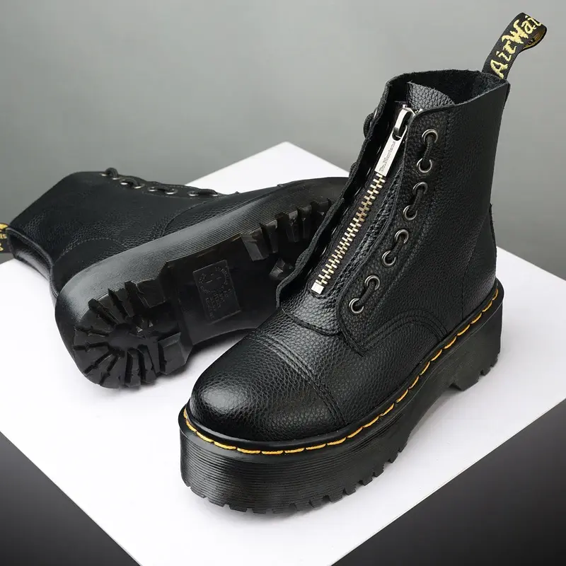 Minimalist Men Boots Casual Shoes Leather Chelsea ladies Classic Punk Female Goth Shoes High Platform Boots Men Botas Mujer