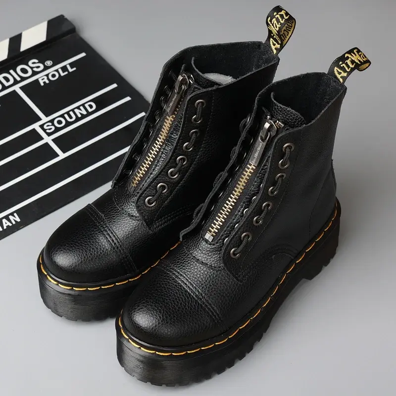 Minimalist Men Boots Casual Shoes Leather Chelsea ladies Classic Punk Female Goth Shoes High Platform Boots Men Botas Mujer