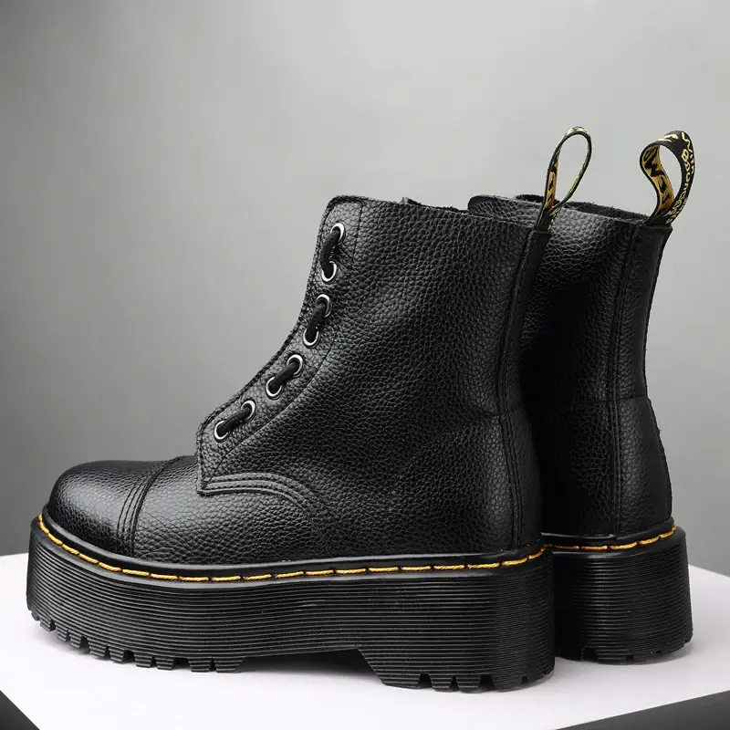 Minimalist Men Boots Casual Shoes Leather Chelsea ladies Classic Punk Female Goth Shoes High Platform Boots Men Botas Mujer