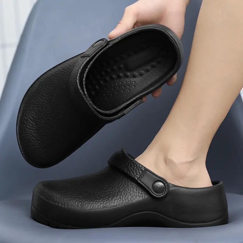2025 Men's EVA Sandals Summer Large Black Kitchen Anti-Slip Work Shoes Waterproof Oil-Repellent Chef Shoes Kitchen Accessories