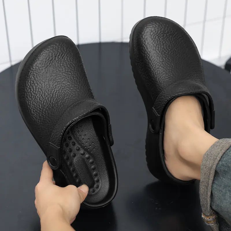 2025 Men's EVA Sandals Summer Large Black Kitchen Anti-Slip Work Shoes Waterproof Oil-Repellent Chef Shoes Kitchen Accessories
