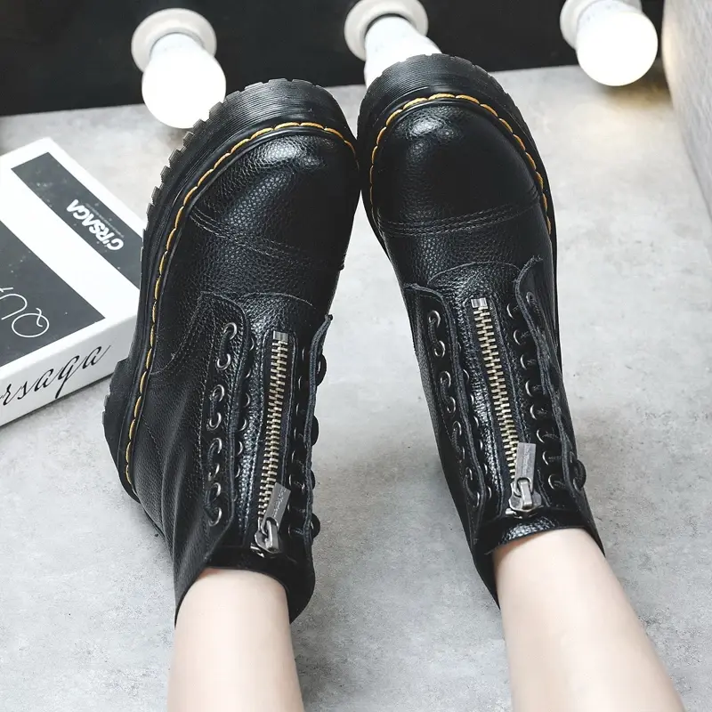 Minimalist Men Boots Casual Shoes Leather Chelsea ladies Classic Punk Female Goth Shoes High Platform Boots Men Botas Mujer