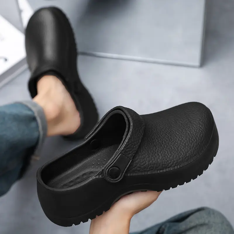 2025 Men's EVA Sandals Summer Large Black Kitchen Anti-Slip Work Shoes Waterproof Oil-Repellent Chef Shoes Kitchen Accessories