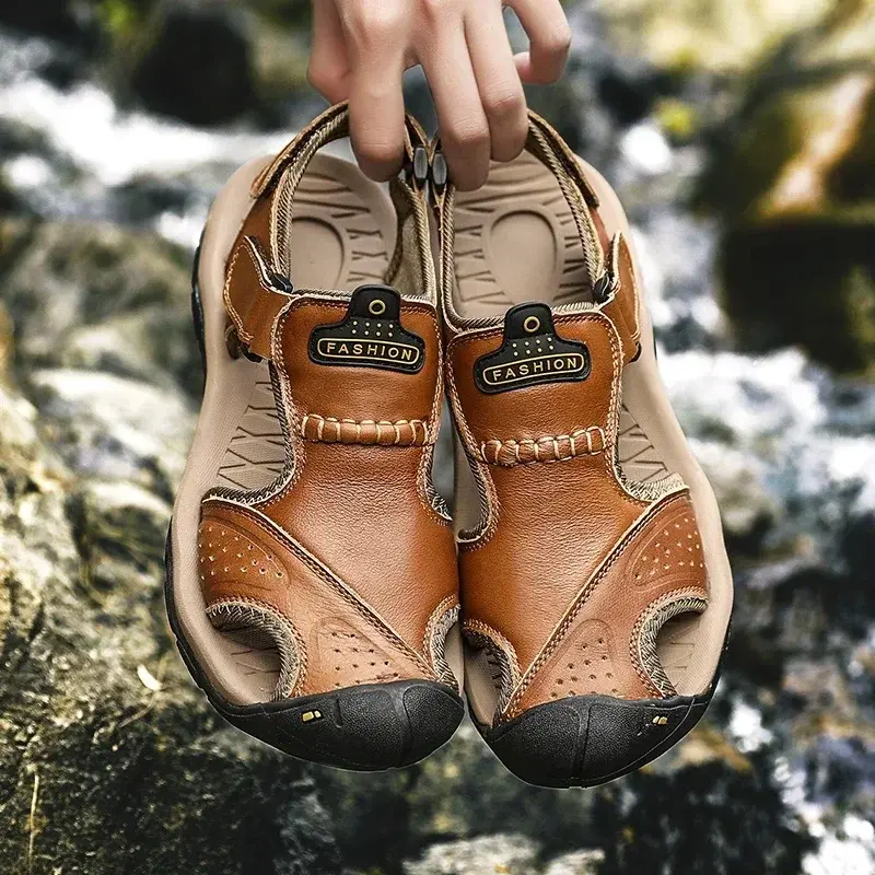 Shoes for Mens Sandals Genuine Leather Original Men's Sandals Models Mens Soft Sandles Comfortable Man Sandal Slippers Slipers