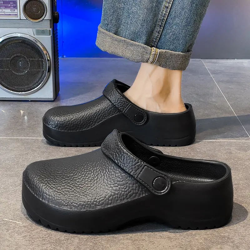 2025 Men's EVA Sandals Summer Large Black Kitchen Anti-Slip Work Shoes Waterproof Oil-Repellent Chef Shoes Kitchen Accessories