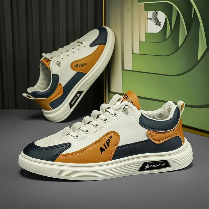 Trend 2025 New Men's Shoes Leather Fashion Low-top Men's Casual Trendy Shoes Running Sports