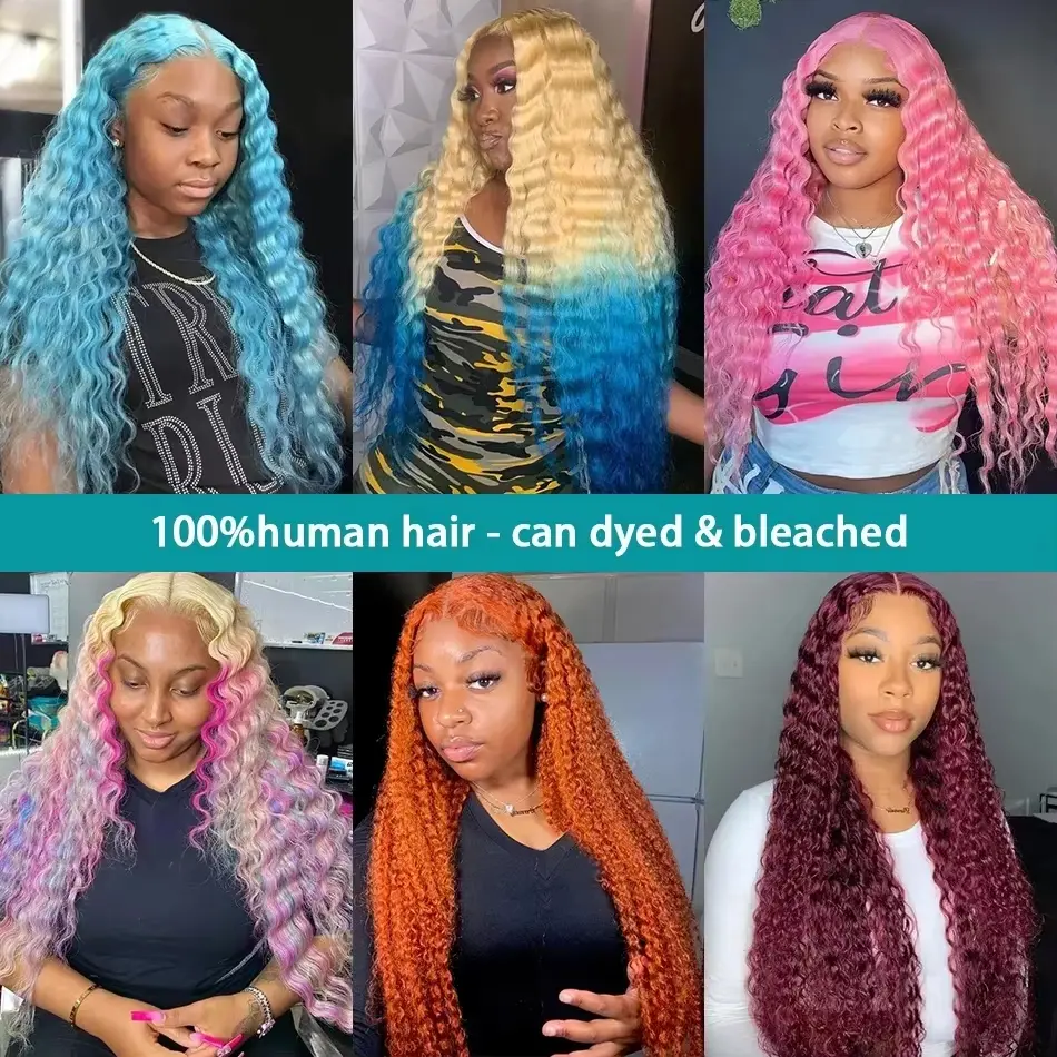 200 Density 13x5 Deep Wave 613 Honey Blonde Hd Lace Frontal Wig 30 40 42 Inch 13x6 Kinky Curly Colored Lace Front Human Hair Wig
