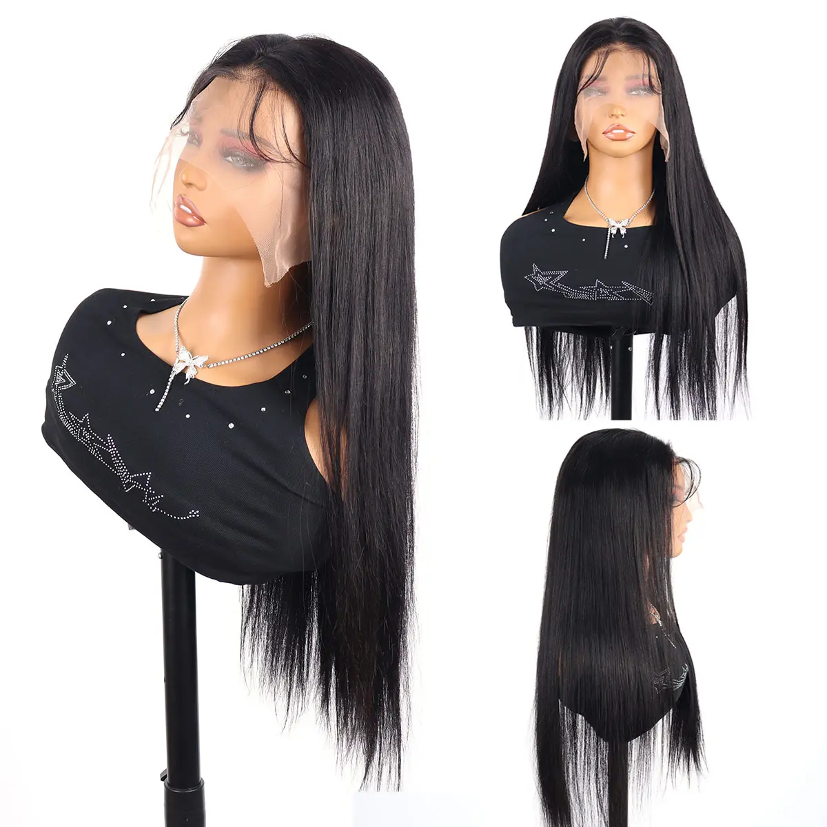 30 40 Inch 250 Density Bone Straight 13X6 Hd Lace Frontal Wig 13X4 Transparent Lace Front Pre Plucked Black 100% Human Hair Wigs