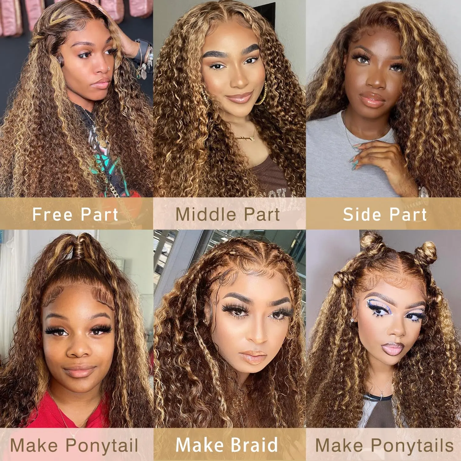 26inch Glueless Deep Wave 4/27 Highlight Transparent Lace Front Wigs Human Hair Wet and Wavy Curly Lace Frontal Wigs Pre Plucked