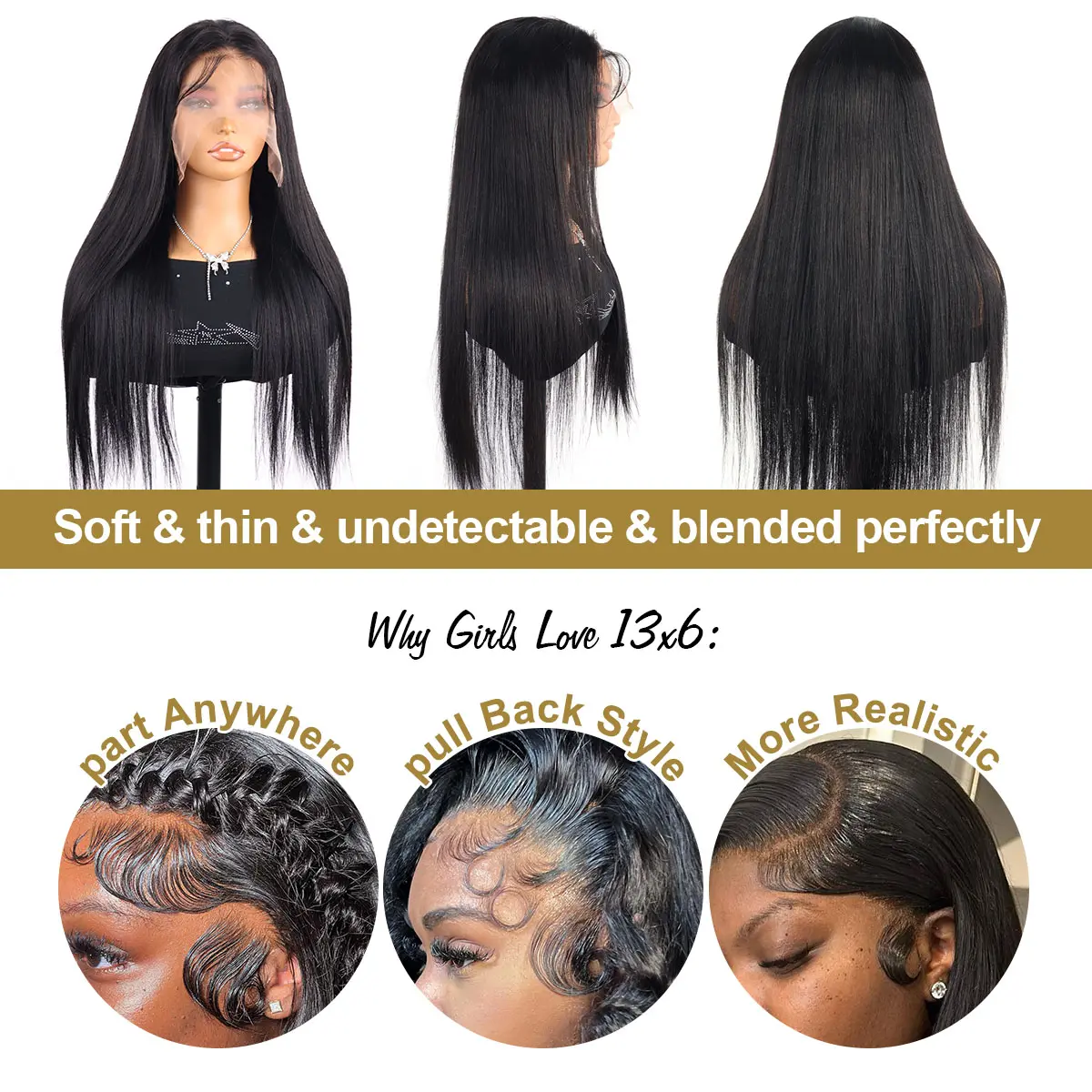 30 40 Inch 250 Density Bone Straight 13X6 Hd Lace Frontal Wig 13X4 Transparent Lace Front Pre Plucked Black 100% Human Hair Wigs
