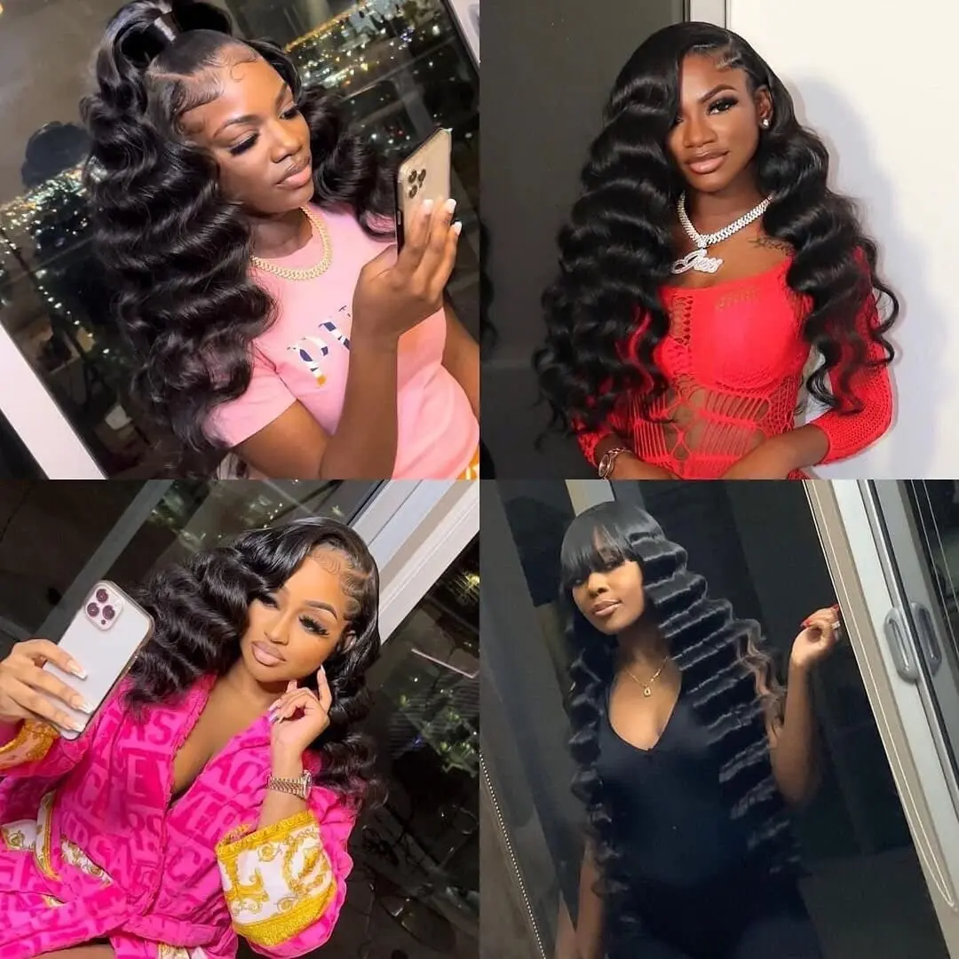 Lace Front Wigs Human Hair Loose Deep Wave Lace Front Wig 13x4Lace Frontal Wig Human Hair Pre Plucked Wet and Wavy Natural Black