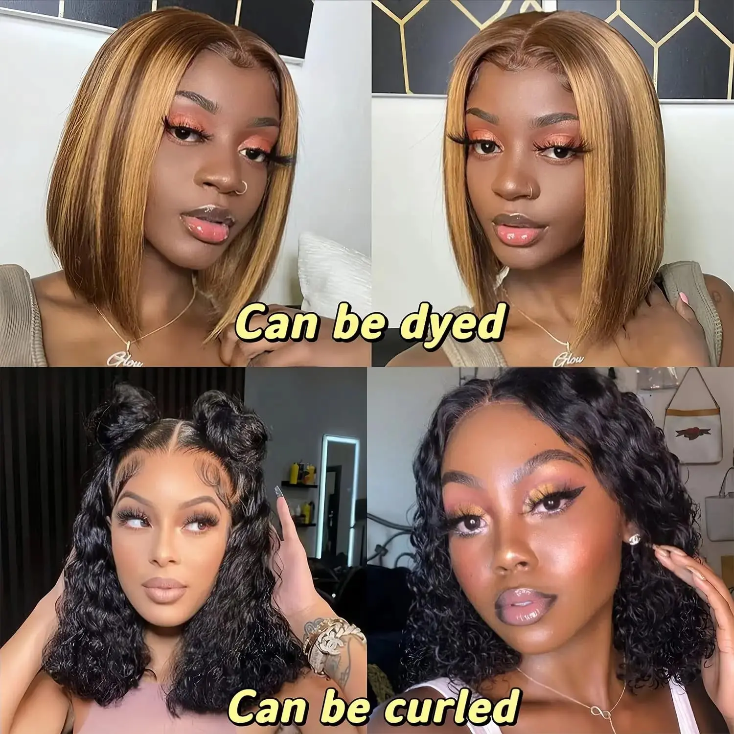 Natural Black Short Straight Bob Wigs Human Hair 180 Density HD Lace Front Wigs Bob Wigs Frontal Transparent Lace Pre Plucked
