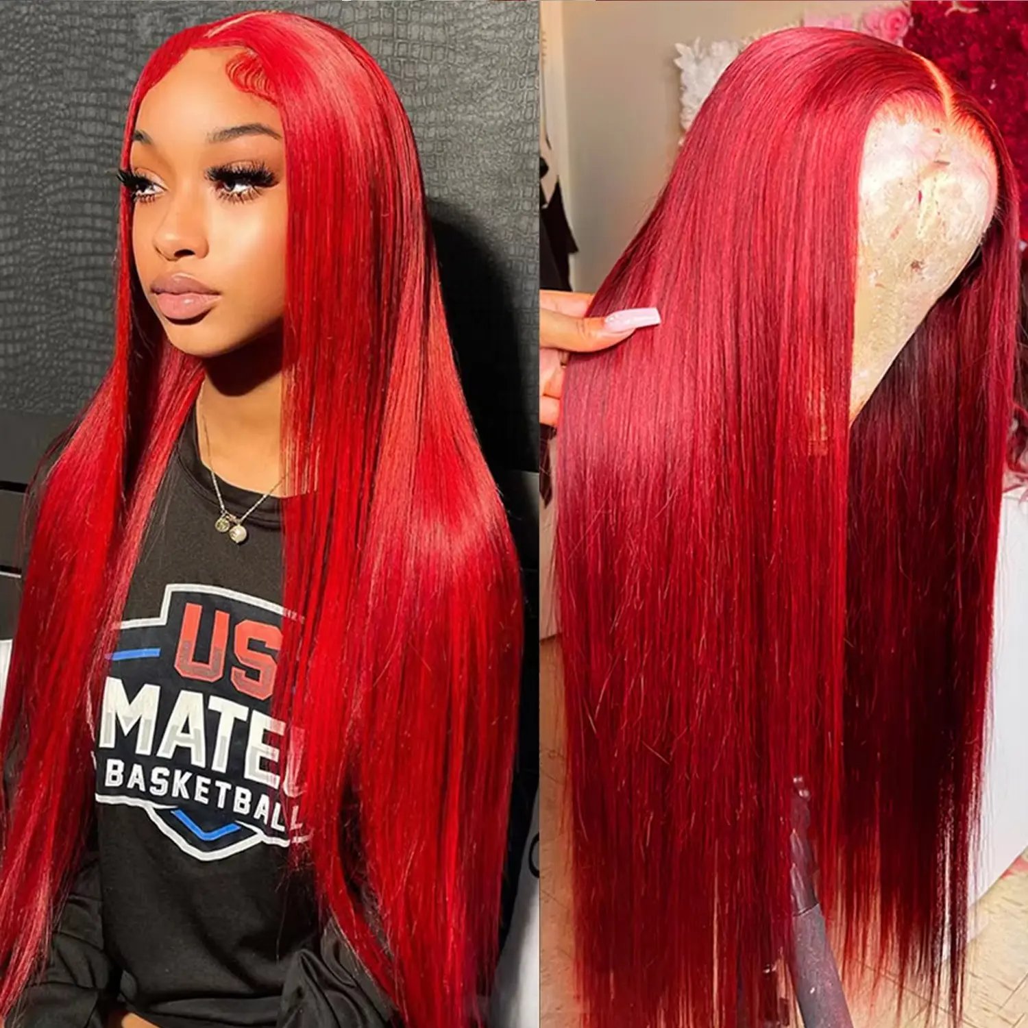 30 Inch 210% Density Red Wig Human Hair 13x6 Red Lace Transparent  Wigs Human Hair Red Deep Wave Lace Front Wigs Human Hair