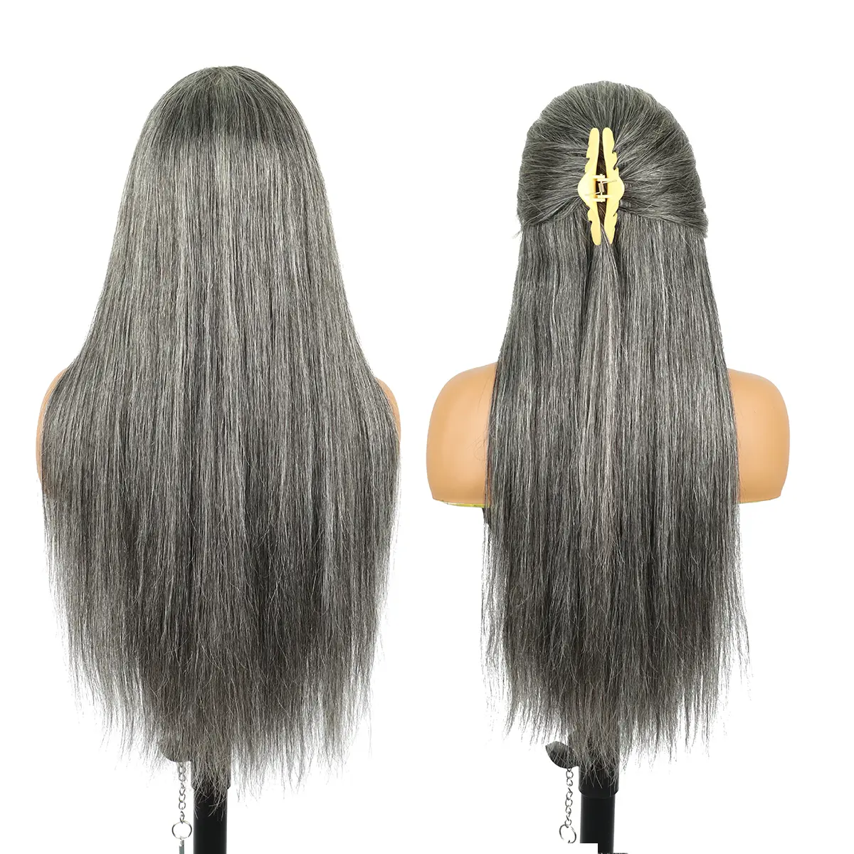 30Inch Silver Grey Straighr Human Hair Wig 13x6HD Transparent Lace Frontal Wigs Brazilian Lace Front Human Hair Wigs Pre Plucked