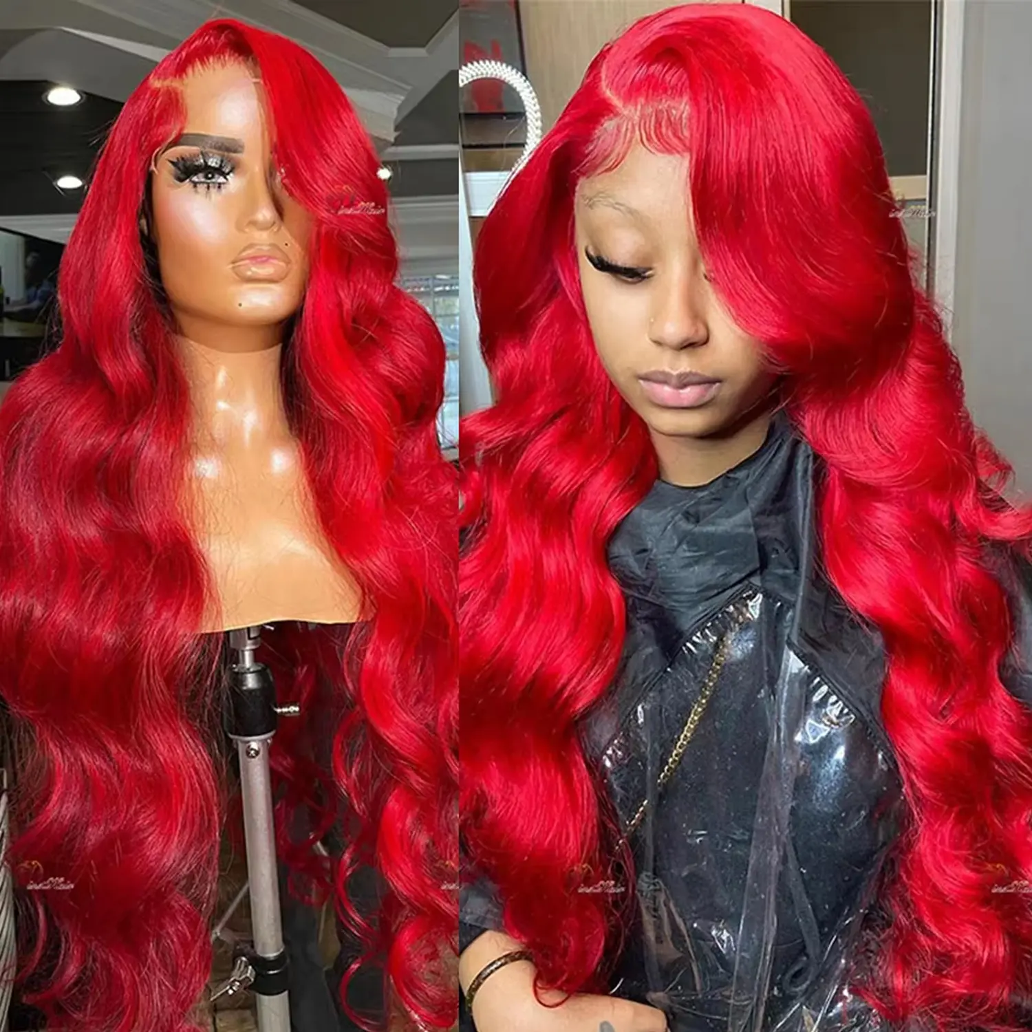 34 38 Inch Hd Deep Wave13x6 Lace Front Human Hair red Color Wig  210% 13x4 Brazil real hairCurly Frontal Wigs For Blacks Women