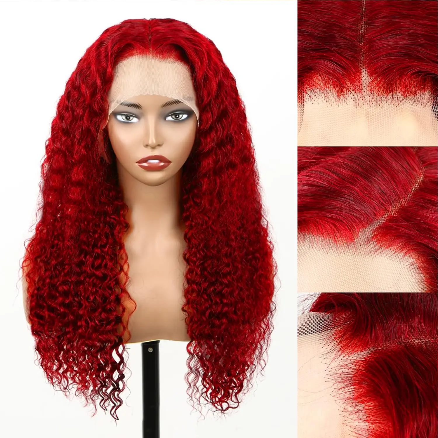 34 38 Inch Hd Deep Wave13x6 Lace Front Human Hair red Color Wig  210% 13x4 Brazil real hairCurly Frontal Wigs For Blacks Women