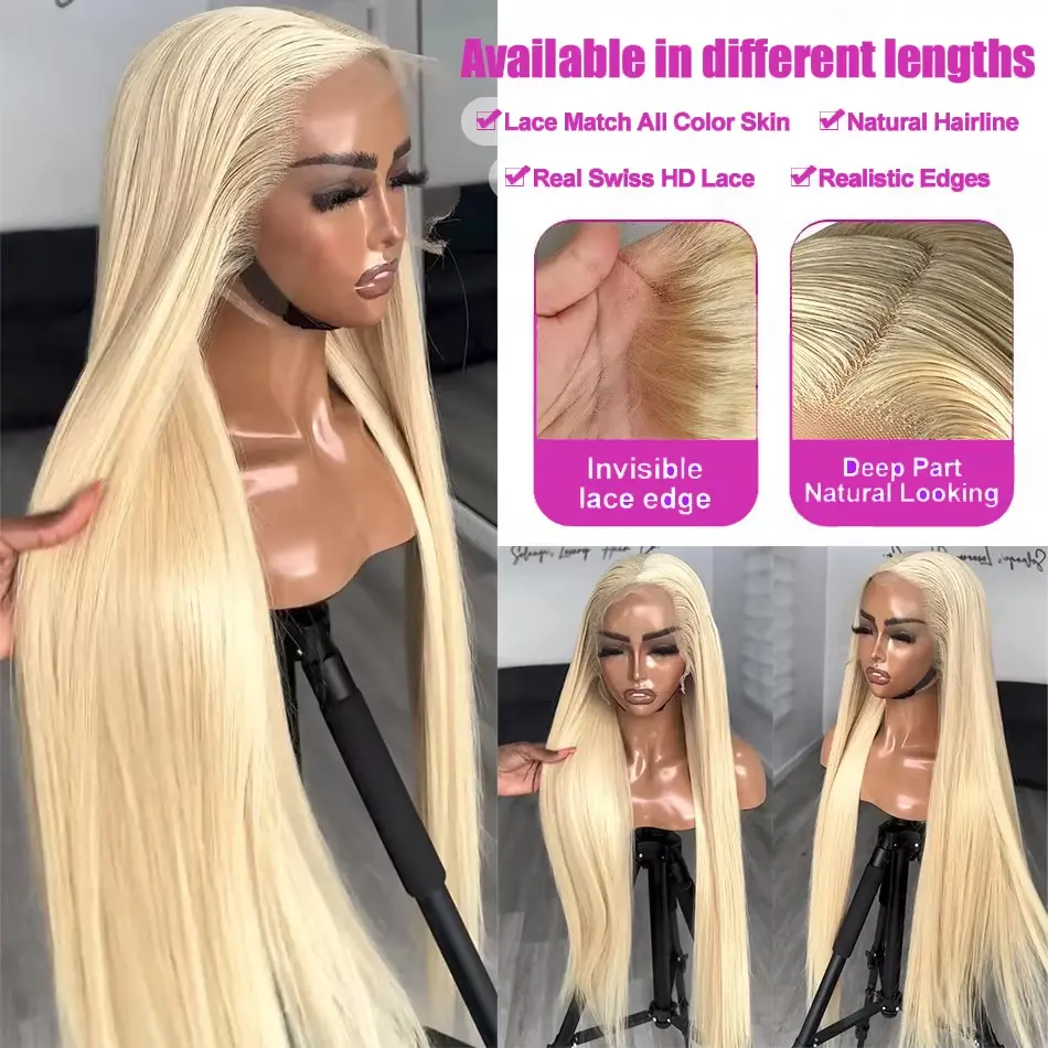 613 Blonde Wigs Human Hair 13X6 HD Lace Frontal Wig Straight Lace Front Wigs Human Hair Lace Front Human Hair Wig Pre Plucked