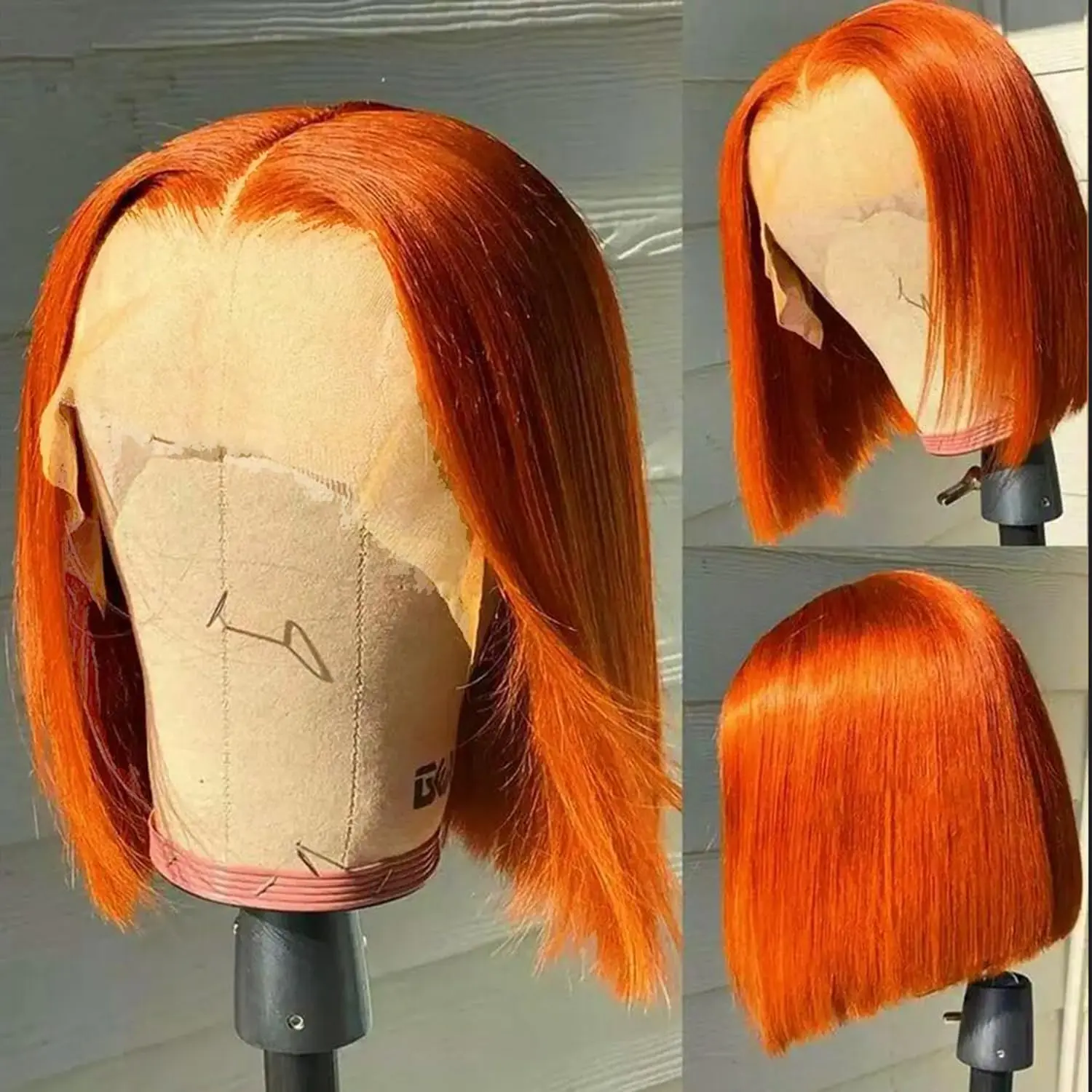 Short Bob Wig Ginger Orange Lace Front Human Hair Wigs 350 Brazilian 10-16 Inch Straight Bob 13x6 Hd Lace Frontal Wig For Women