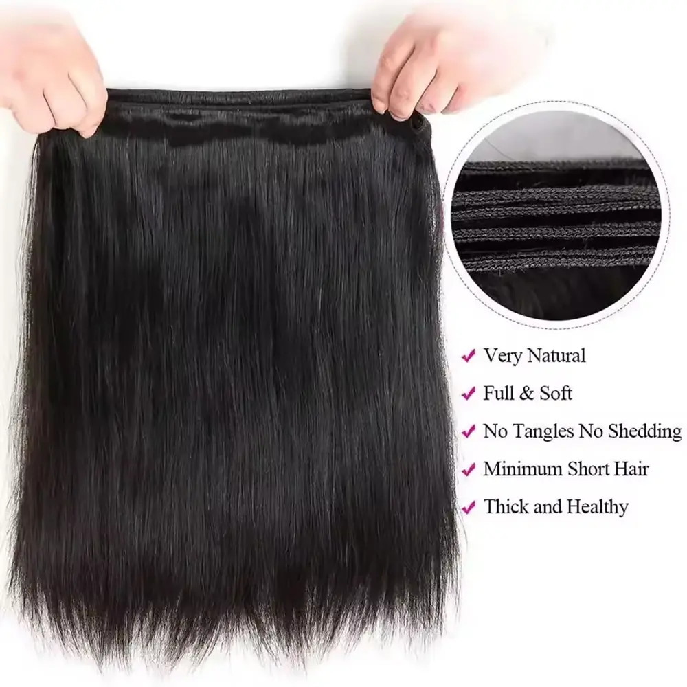 38 40 50Inch Straight Bundles Human Hair  3 4 PCS Bundle 16A 100% Brazilian Remy Raw Hair Extensions Weave Bundles Natural Black