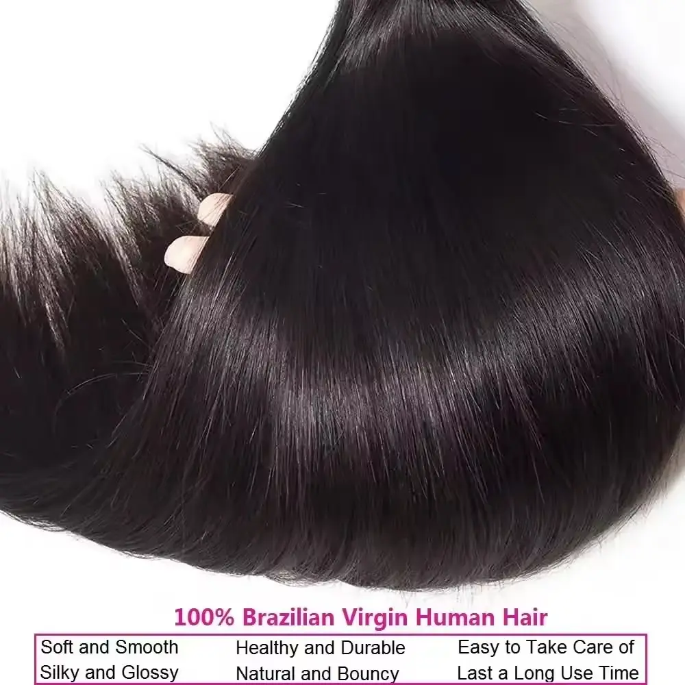38 40 50Inch Straight Bundles Human Hair  3 4 PCS Bundle 16A 100% Brazilian Remy Raw Hair Extensions Weave Bundles Natural Black