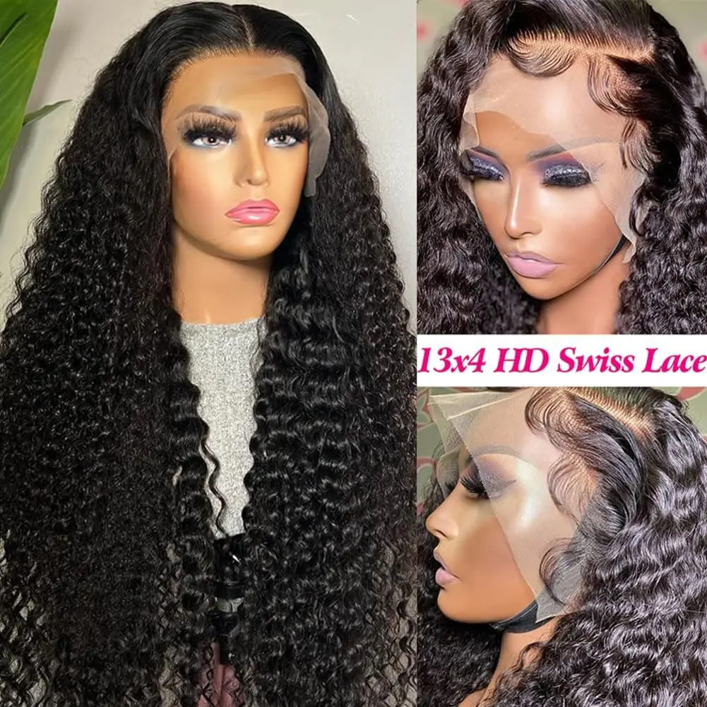 Deep Wave Frontal Wig 13x6HD Lace Frontal Wig 40 30Inch Lace Front Wig Human Hair 250 Density Human Hair Wigs For Black Women