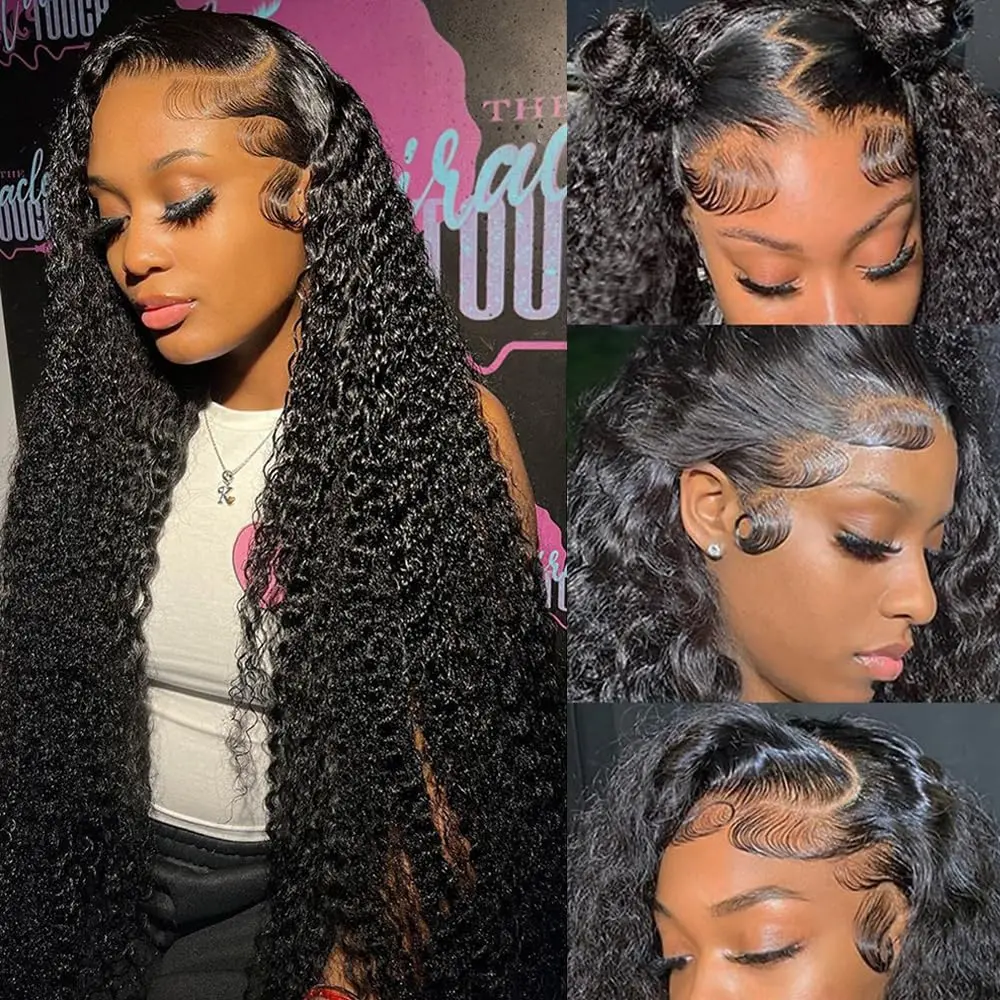 Deep Wave Frontal Wig 13x6HD Lace Frontal Wig 40 30Inch Lace Front Wig Human Hair 250 Density Human Hair Wigs For Black Women