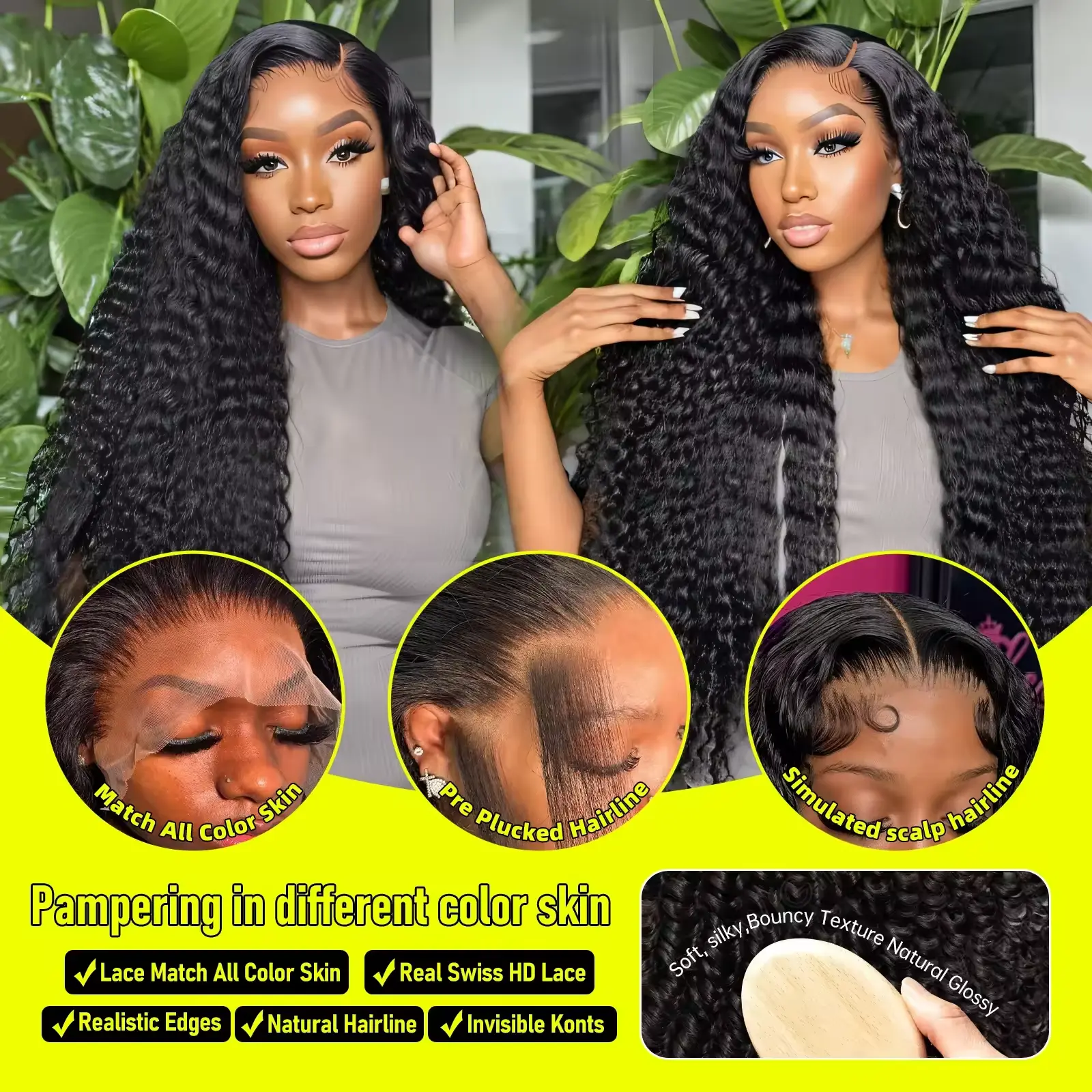 Deep Wave Frontal Wig 13x6HD Lace Frontal Wig 40 30Inch Lace Front Wig Human Hair 250 Density Human Hair Wigs For Black Women