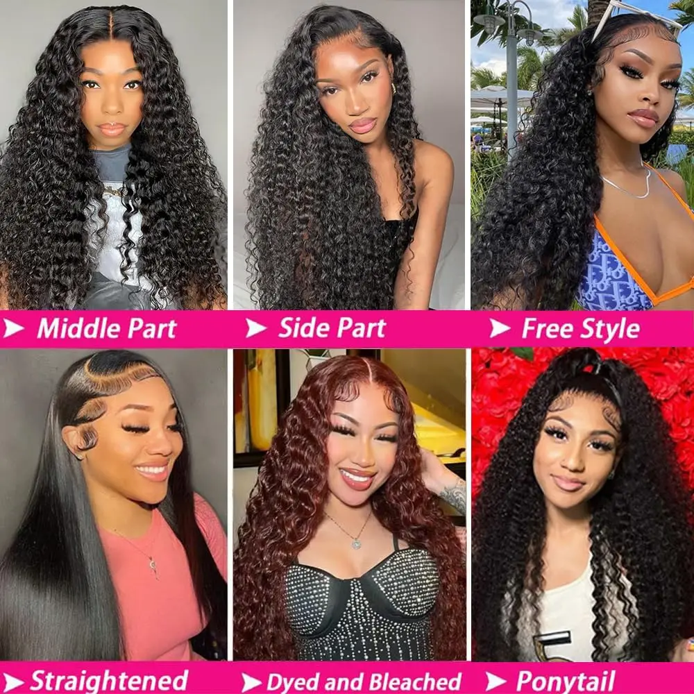 Deep Wave Frontal Wig 13x6HD Lace Frontal Wig 40 30Inch Lace Front Wig Human Hair 250 Density Human Hair Wigs For Black Women