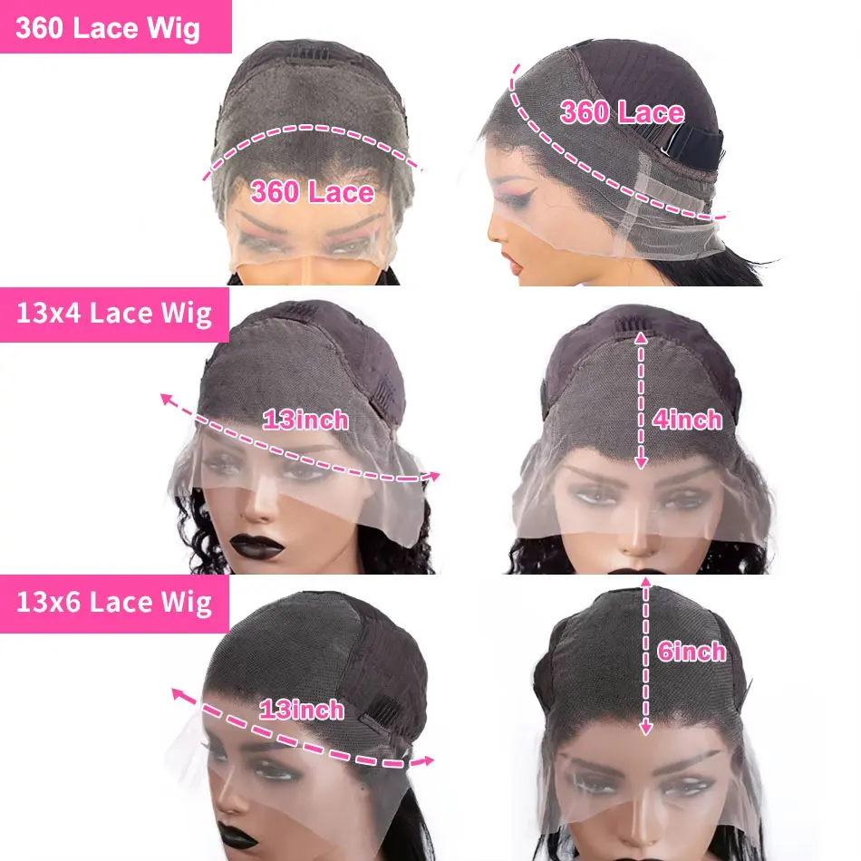 Deep Wave Frontal Wig 13x6HD Lace Frontal Wig 40 30Inch Lace Front Wig Human Hair 250 Density Human Hair Wigs For Black Women