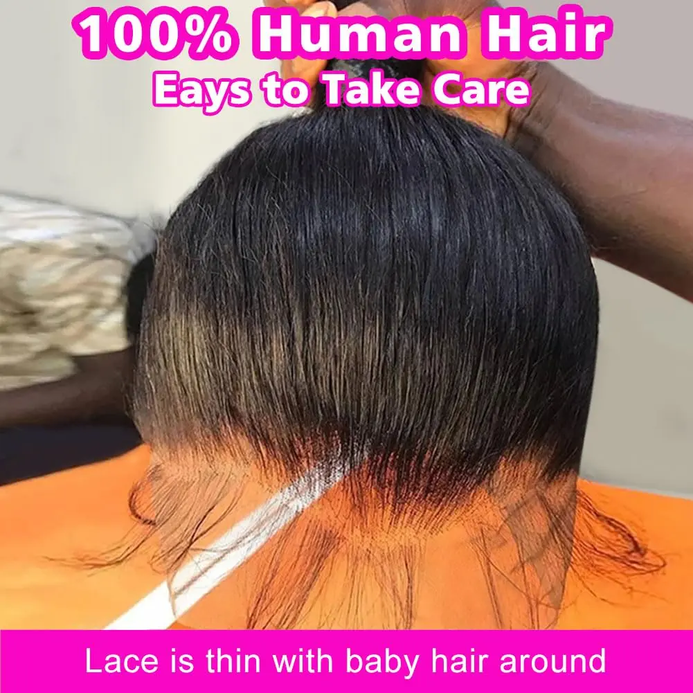 30 32 Inch Straight 360 HD Lace Frontal Wigs Pre Plucked Brazilian Transparent Lace Front Human Hair For Women 180 Density