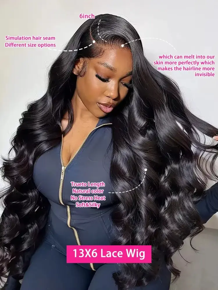 200 Density Remy HD Body Wave 13x6 Lace Frontal Wig 30 40 42 Inch Brazilian Black 13x5 Raw Lace Front Human Hair Wigs For Women