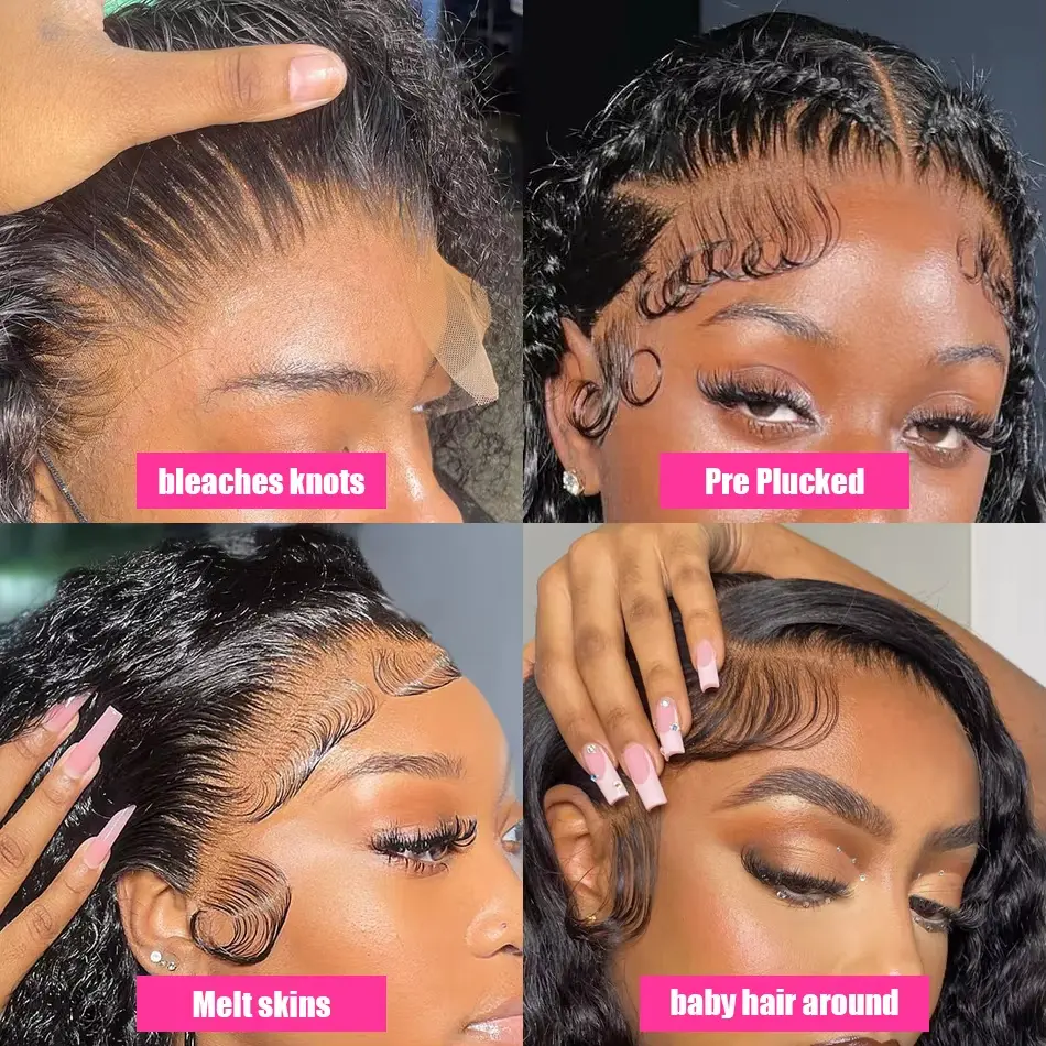 WXG 40 44Inch 13x6 HD Water Deep Wave Kinky Curly Lace Frontal Wig 250 Density Raw Human Hair Wigs Brazilian 13x5 Lace Front Wig