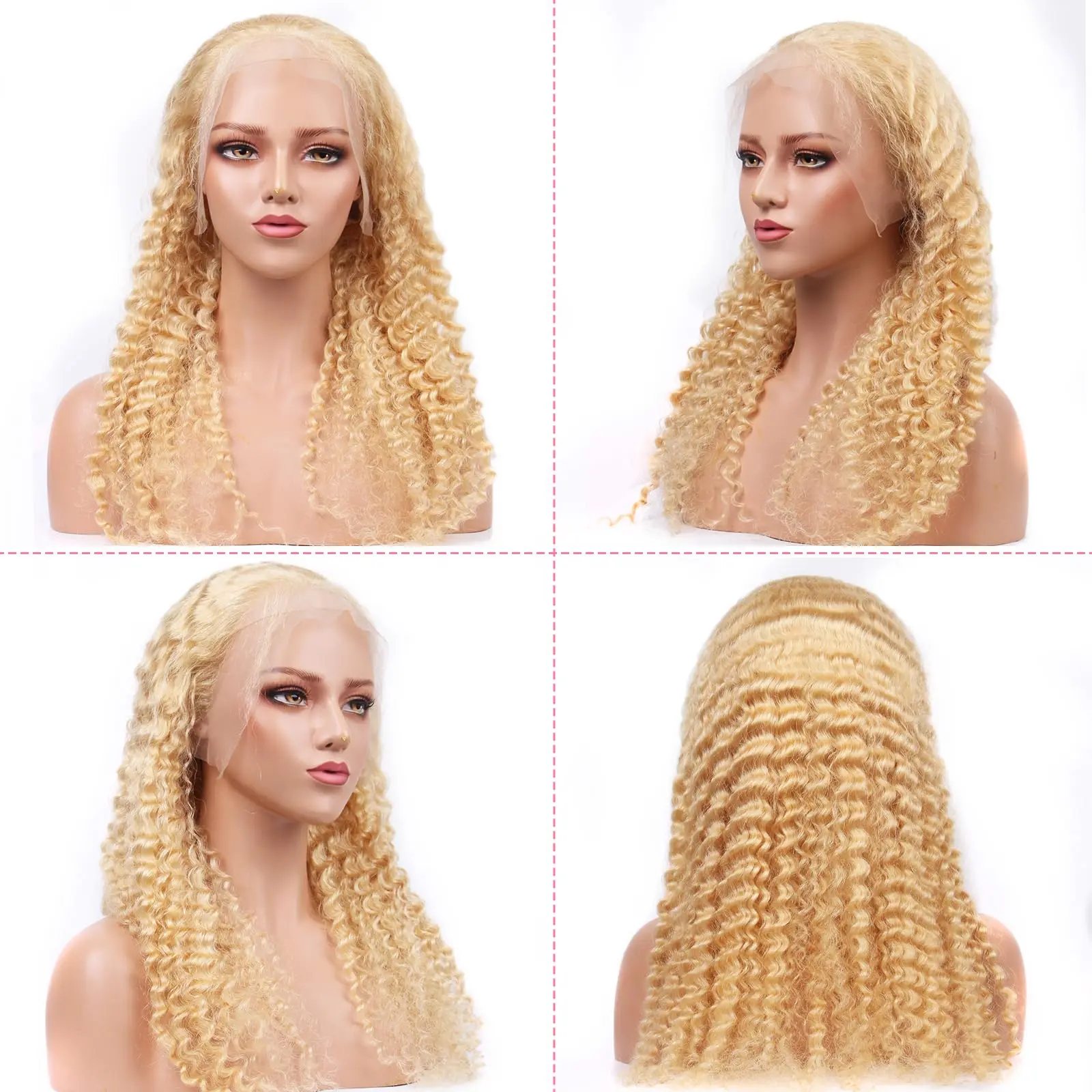 613 Lace Front Wig Human Hair 613 Blonde 210% Density Deep Wave 13x6 HD Transparent Lace Front Wig Human Hair Pre Plucked