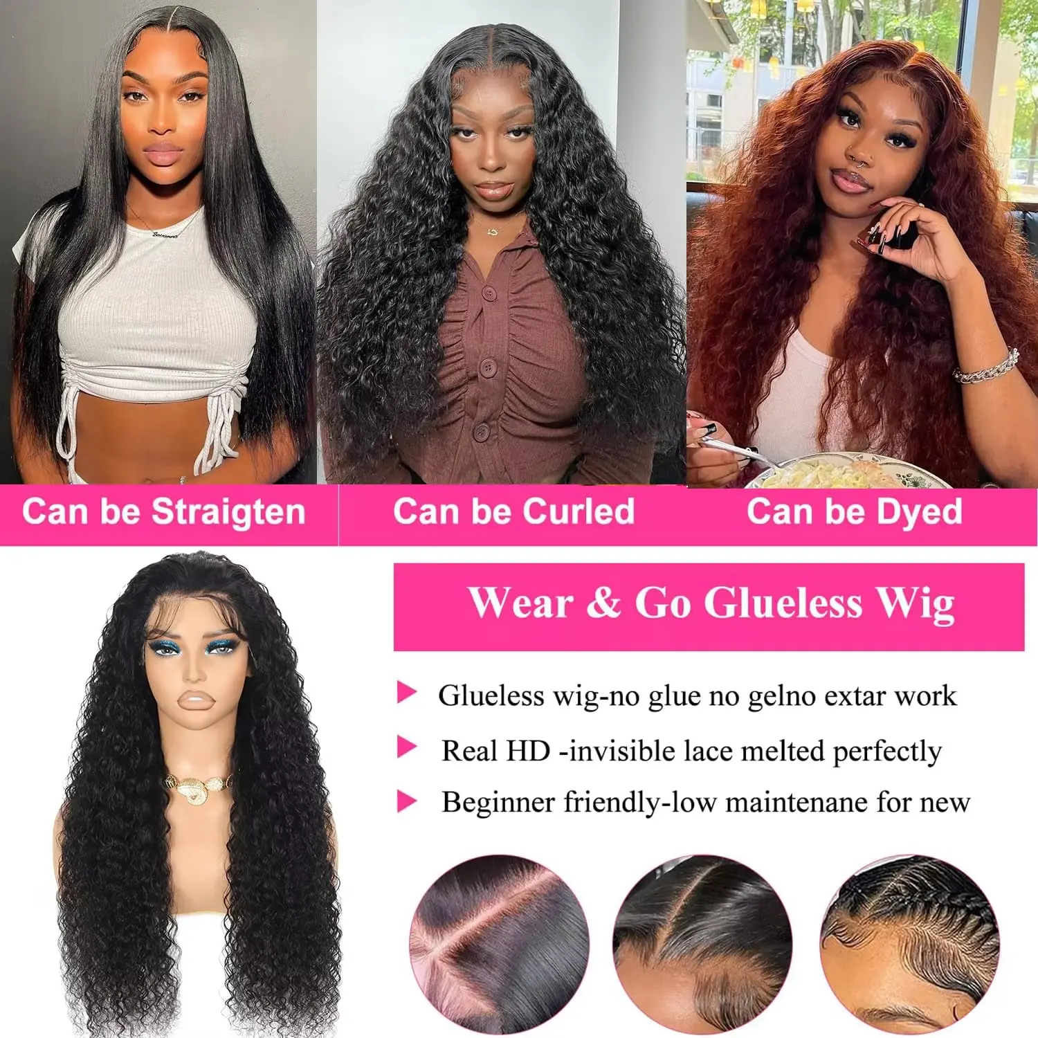 WXG 40 44Inch 13x6 HD Water Deep Wave Kinky Curly Lace Frontal Wig 250 Density Raw Human Hair Wigs Brazilian 13x5 Lace Front Wig