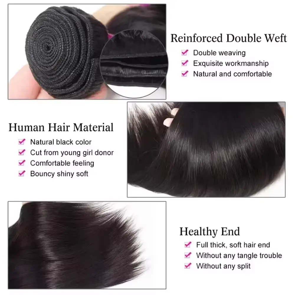30 40 Long Inch Brazilian Raw Hair Bundles 100% Real Straight Human Hair Bundles For Black Women 3 4 Bundle Remy Hair Extensions