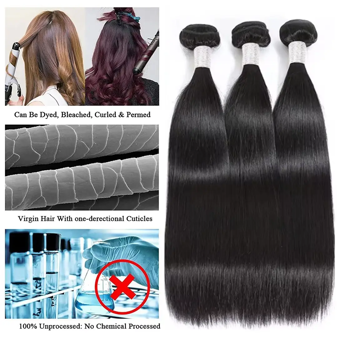 WXG 16A Virgin Hair Bundles 30 40Inch Straight 100% Human Hair 4 5 Bundles Soft Natural Black Brazilian Remy Raw Hair Extensions