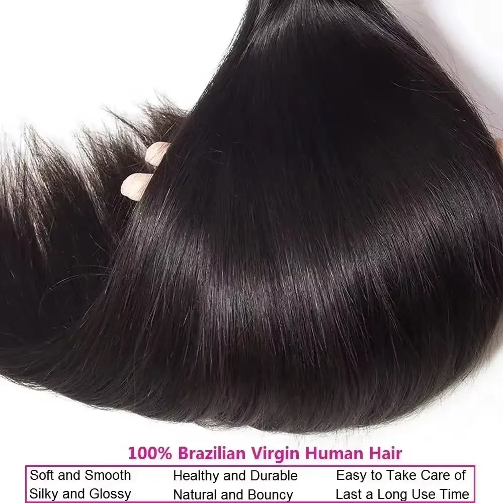 30 40 Long Inch Brazilian Raw Hair Bundles 100% Real Straight Human Hair Bundles For Black Women 3 4 Bundle Remy Hair Extensions