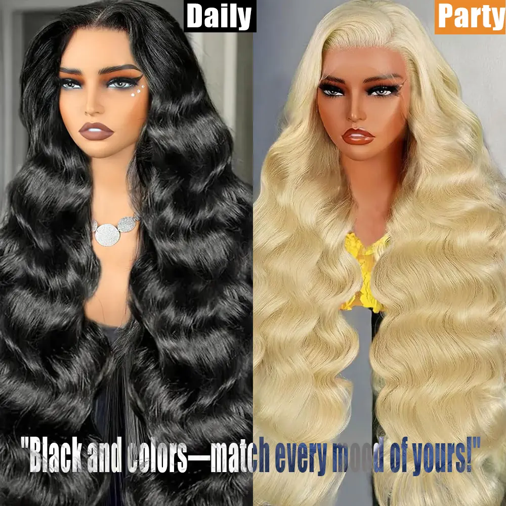 220% Body Wave 13x5 Transparent Lace Front Wig 30 40 Inch Colored 613 Blonde/Black HD Lace Frontal Wig 100% Human Hair Wigs 13x6