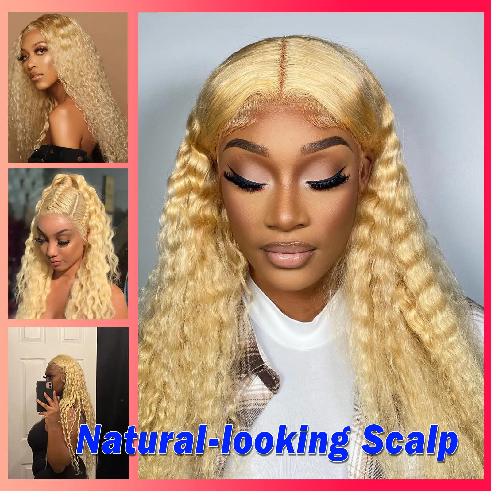 613 Blonde Lace Front Wig Human Hair 13x6 Deep Wave Lace Front Wigs Human Hair 180 Density HD Lace Frontal Wig Pre Plucked